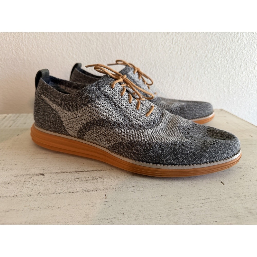 Cole Haan Zerogrand Grand Low‎ Cut Mens Sz 10 Gray Orange Knit Shoes Sneakers